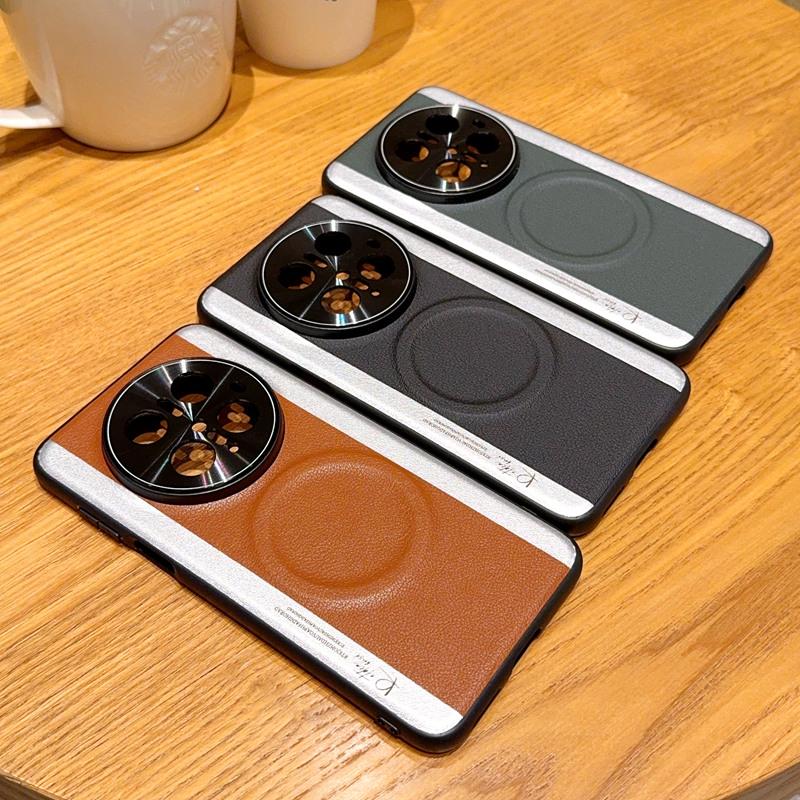 Pour coque de téléphone Huawei Mate 70 Mate 70 Pro Mate 70 Pro Plus avec motif cuir magnétique avec design à surpiqûres tricolores