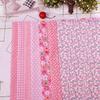 7Pcs Cotton 7 Styles Pink Floral Precut Cotton Squares  Dorm Decorative Bedding Making