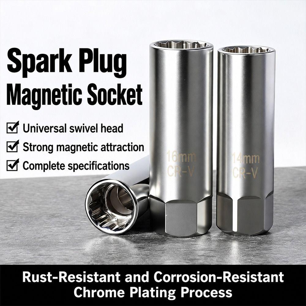 Magnetic Retainer Spark Plug Removal Tool Universal Swivel Garage Tool  Vehicle Maintenance