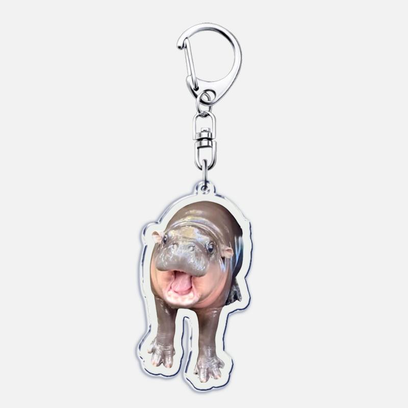 Funny Baby Hippo Cute Keychains Keyring for Accessories Bag Moo Deng Meme Pendant Keyring Jewelry Fans Gifts