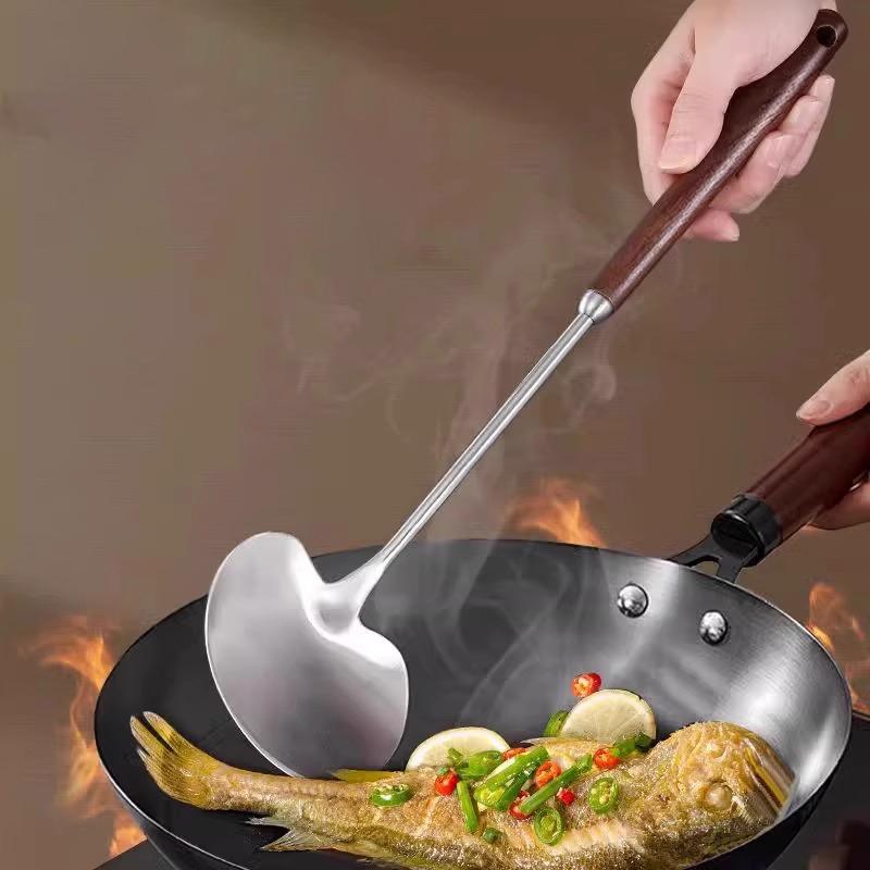 Spatola in Acciaio Inossidabile 201 Manico Antiscivolo Testa Morbida Paletta da Cucina Lunga Resistente al Calore Girarrosto da Cucina Per Friggere Saltare in Padella Pancake