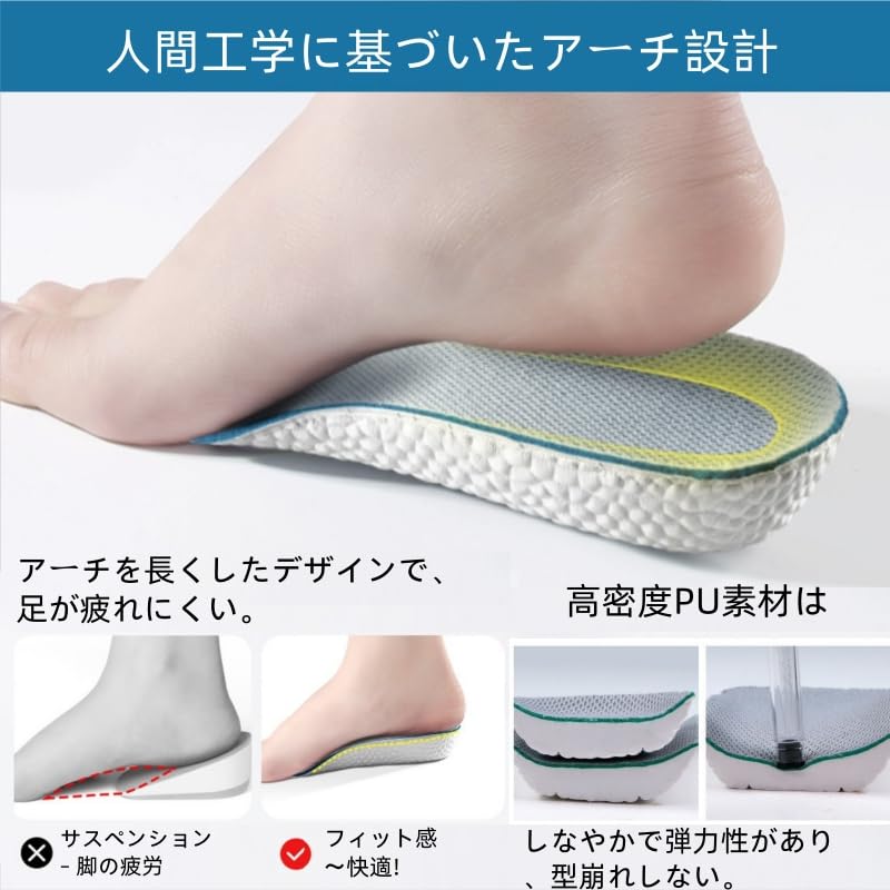 Secret Insole [U-shaped & Arch Support] 1.5/2.25/3.25CM Height Increase Insole
