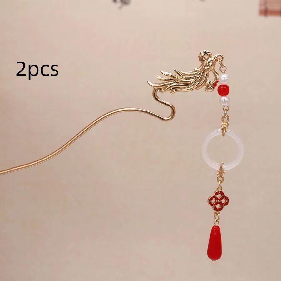 

2 шт. Палочки для волос с бусинами в форме волны в корейском стиле Ханфу с кисточками, Новогодние заколки, Китайская заколка для волос, Женская