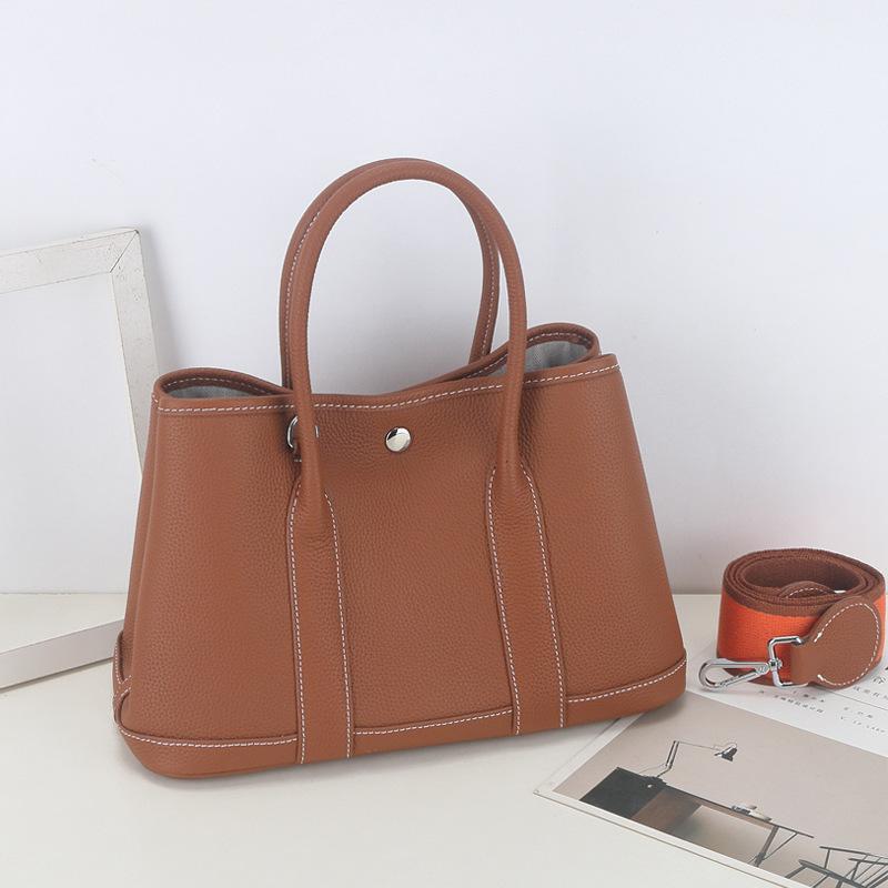 Cross-border Women's Bags New Togo Small Pattern Cowhide Garden Bag Genuine Leather Handbag Wide Shoulder Strap Single Shoulder Crossbody Tote Bag