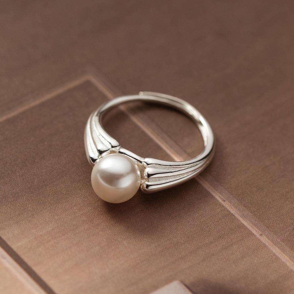 925 Sterling Silver Jewelry Ladies Pearl Rings For Women Wedding Engagement Vintage Accessories Jewellery Moneys 925