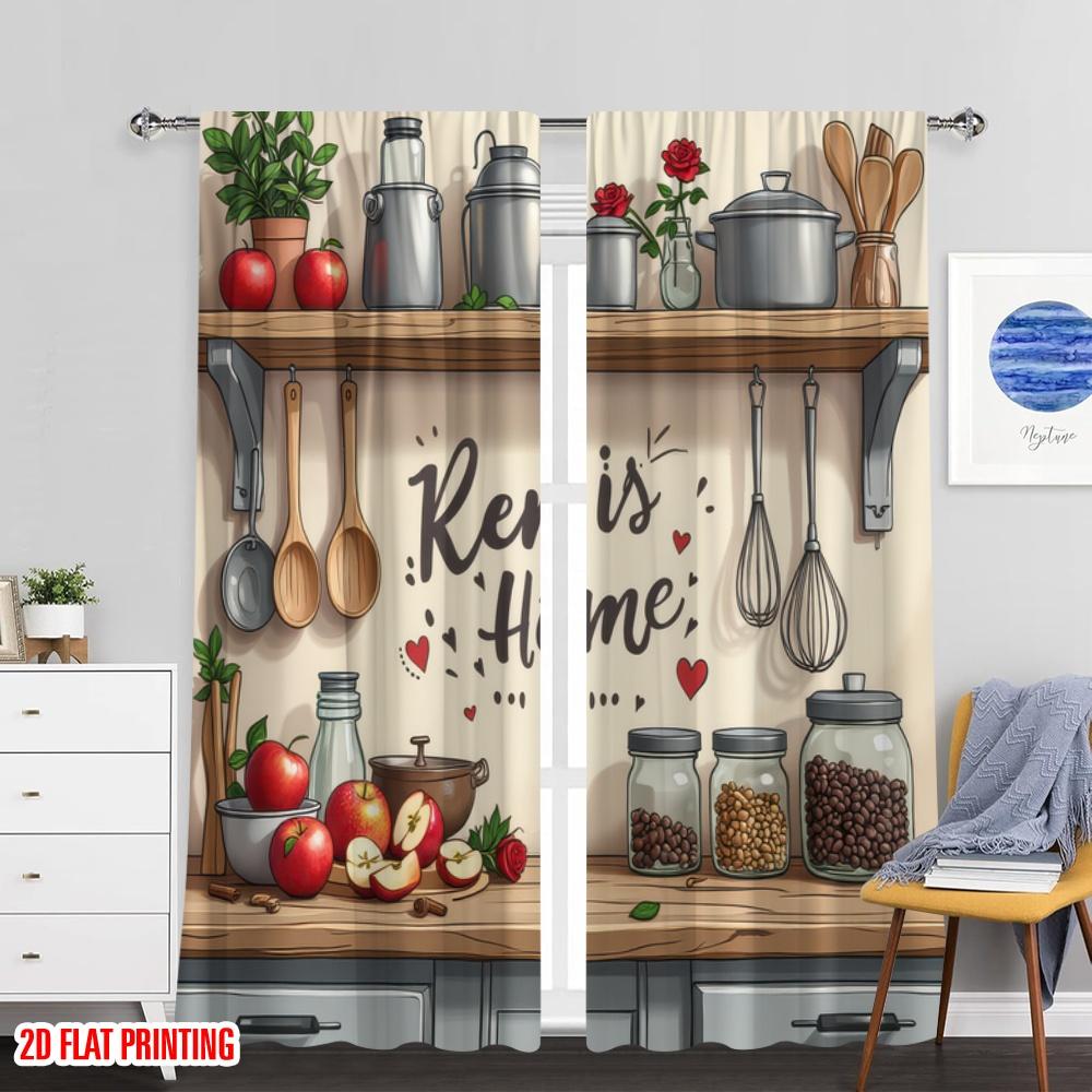Blackout Window Drapes Whimsical Kitchen Polyester Spring Party Holiday Decor Applies All Occasions Curtain Set Of 2 Made Washable Cooking Area Ready
