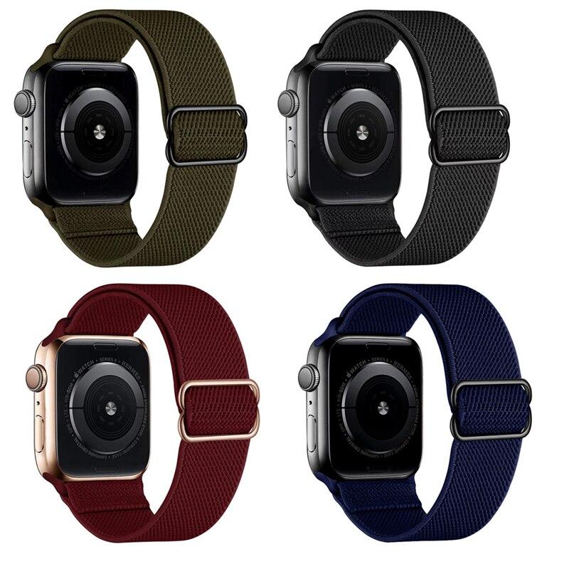Pentru curea de ceas Apple, 44mm, 40mm, 38mm, 42mm, nailon elastic, bratara reglabila cu bucla solo iWatch series SE 6 5 4 3 2 curea