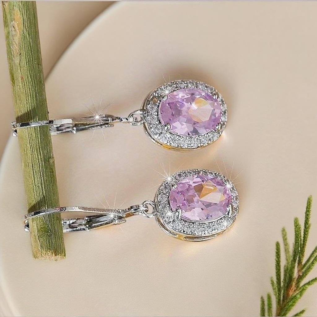 Elegant cubic zirconia pendant earrings, sparkling engagement earrings for women, sweet and elegant jewelry