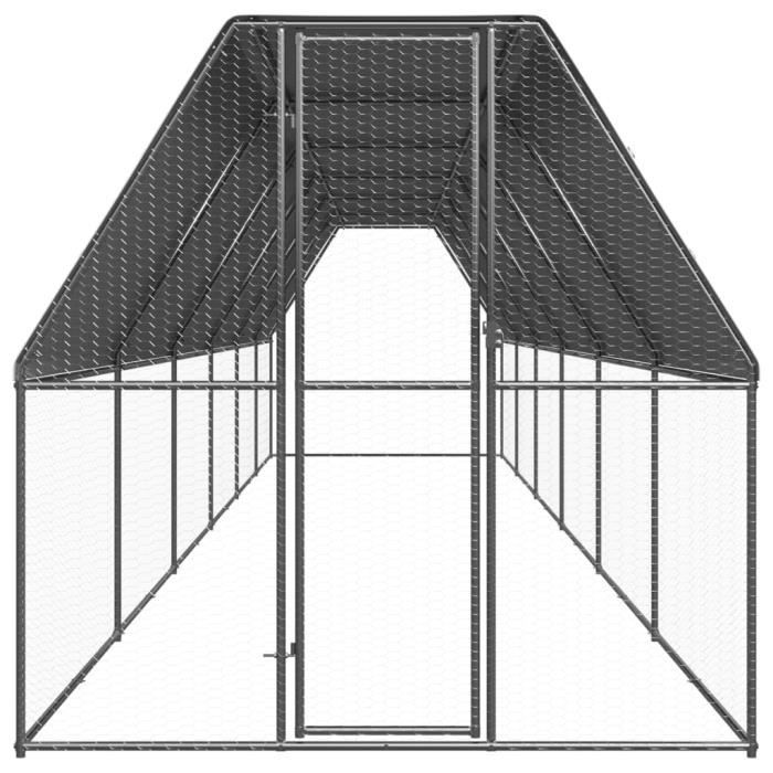 3154375 vidaXL Outdoor Chicken Coop 2x12x2 M Galvanized Steel
