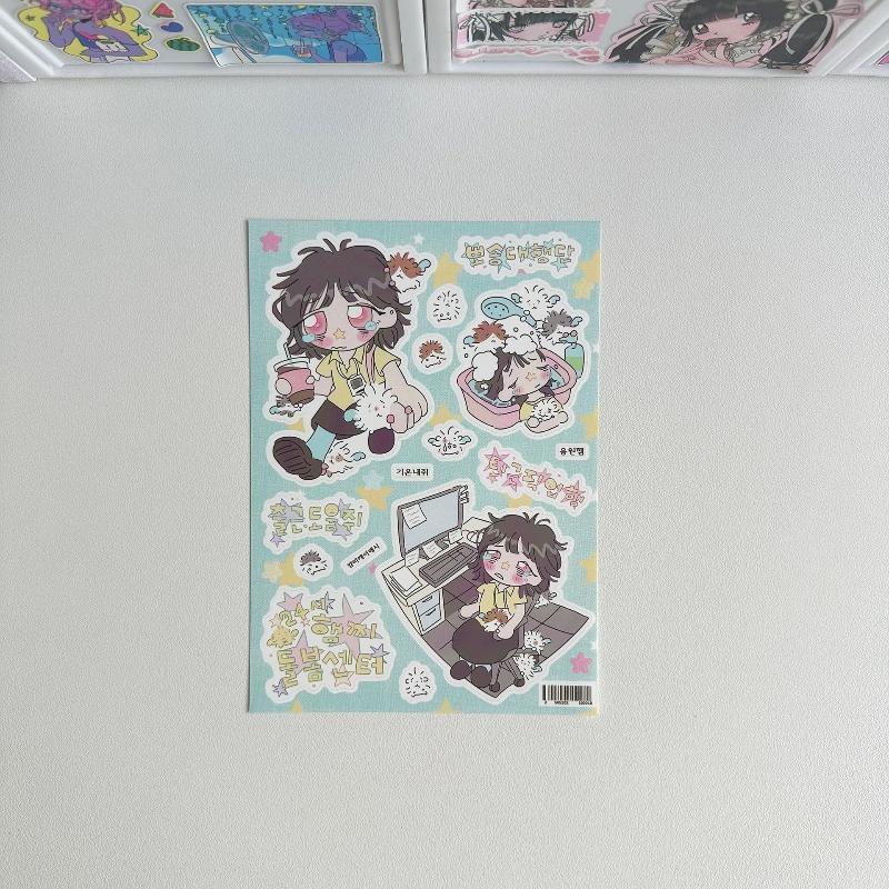 1/8 Sheets Cute Cartoon Cool Girl Character Stickers For Hand Account Diary Notebook Scrapbook Diy Decor