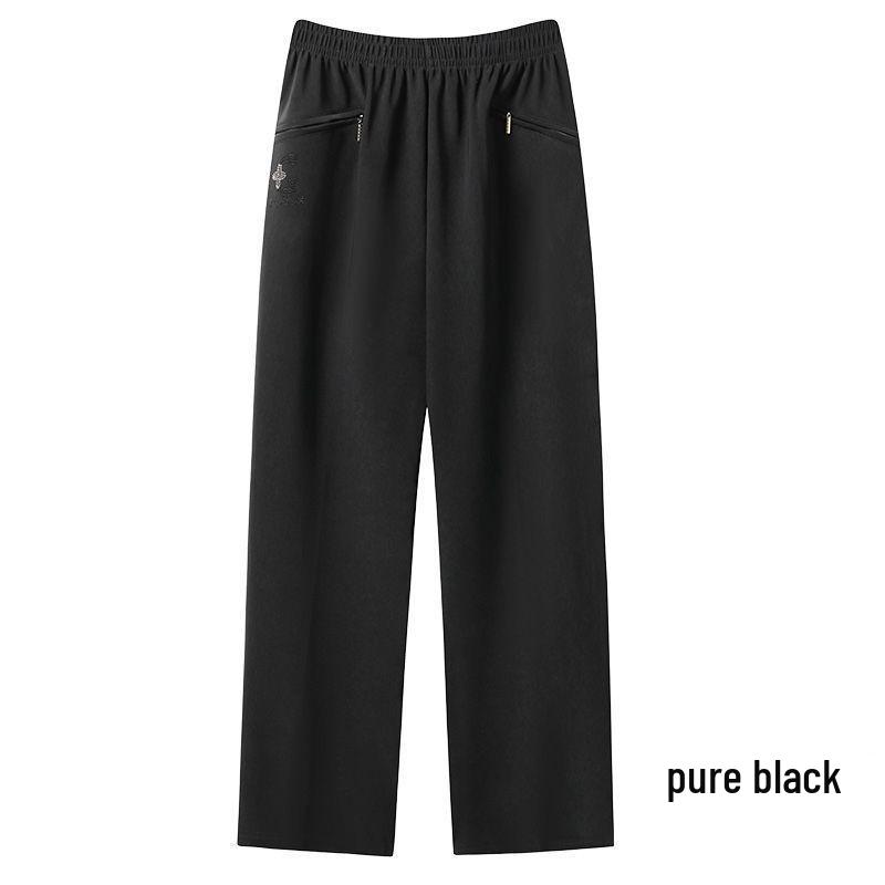 

Mid-High Waist Fleece-Lined Straight Pants with Stretch Pockets and Zipper XL (80-100 jin)