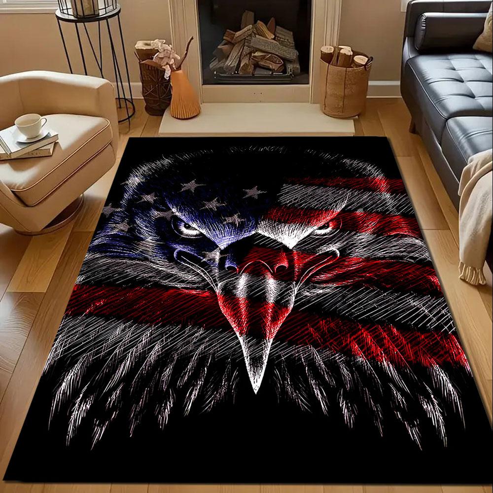 American Flag Eagle Design Patterned carpet, non slip mat suitable for living room and bedroom sofas