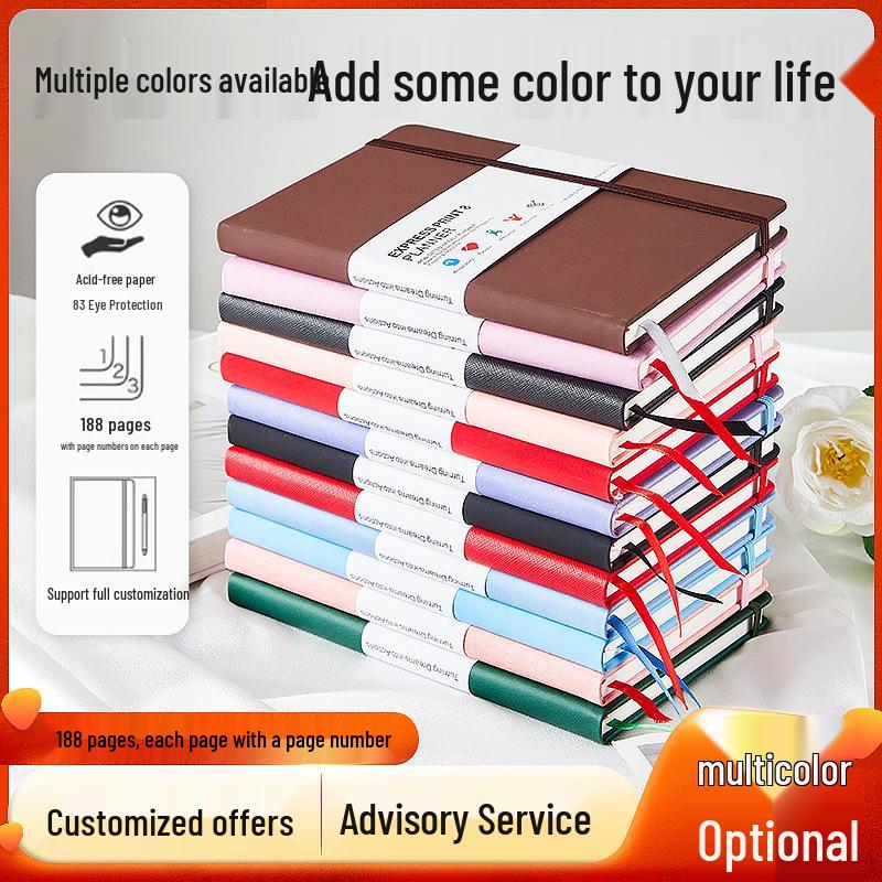 A5 Leather Business Journal with Page Numbers - Bullet, Grid, and Dot Lined Options A4