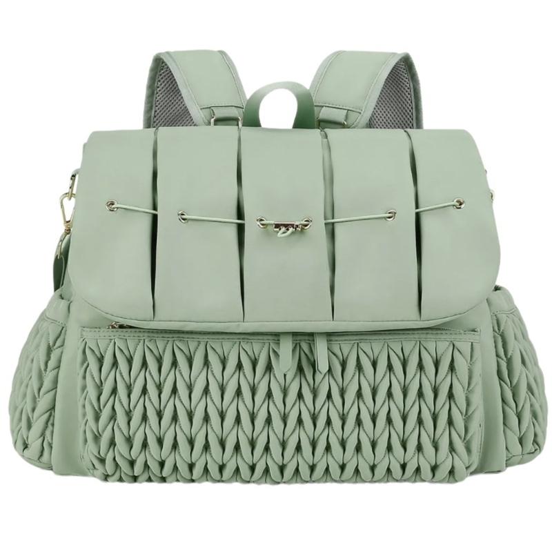 

Upgrades Baby Diaper Bag Convertible Backpack with Prams Straps & Portable Changing Pad Essential Diaper Bag for Moms зелений