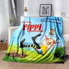 Pippi Longstocking Flannel Blanket Soft Warm All-Season Throw, Design for Camping, Car Travel, Hiking Sofa, Bed, Office Perfect Gift for Parties