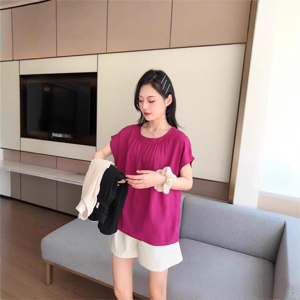 2025 Damen Sommer Schlankmachende Lockere Kurzarm Baumwollseide Bluse