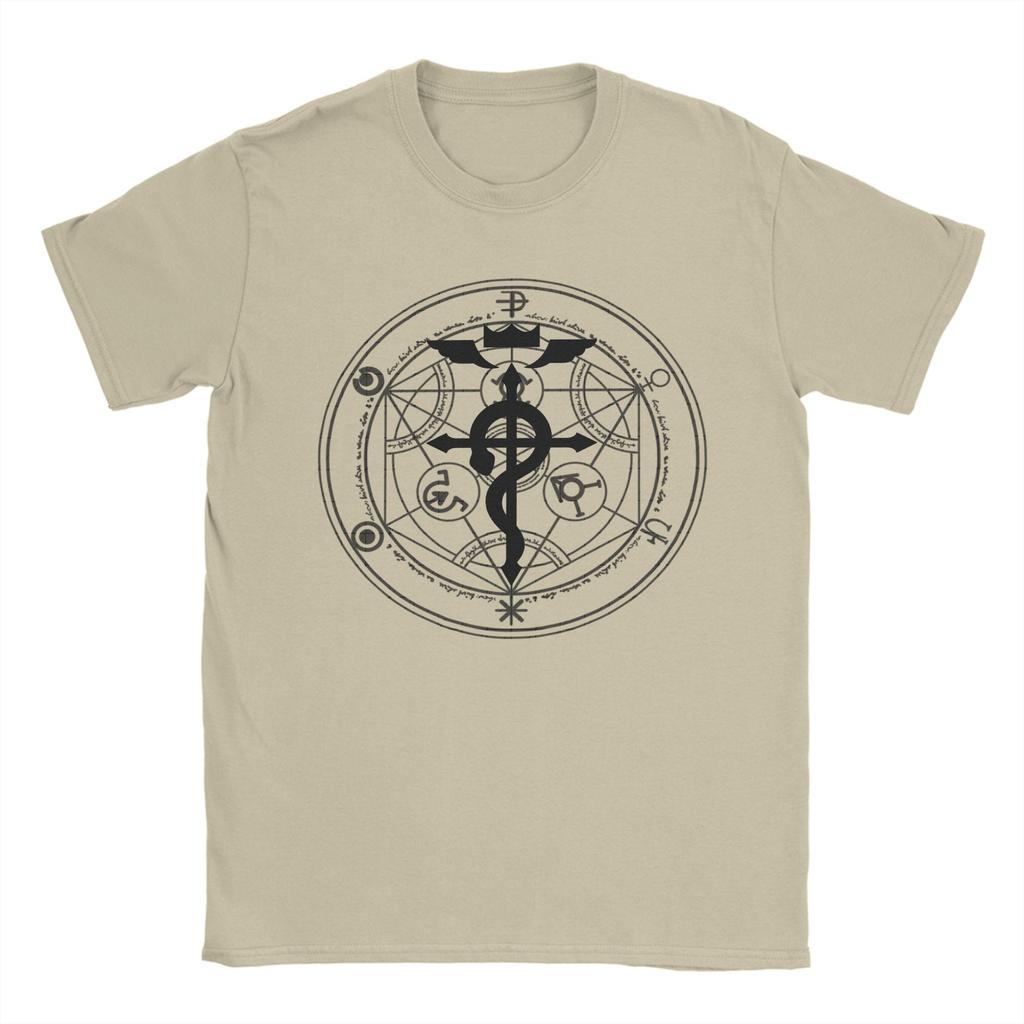 Fullmetal Alchemist Flamel Sign Men's T Shirts Novelty Tees Short Sleeve Round Neck T-Shirts C