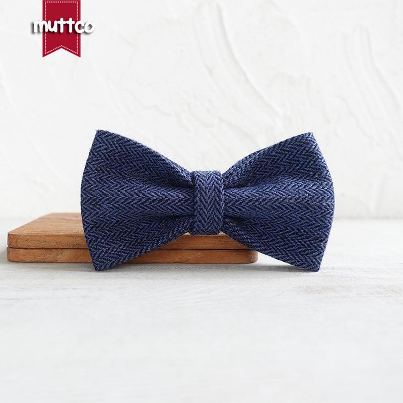 Dark Blue Dog Collar with Flower Lapel - UBT-140 by MUTTCO S (10x6 CM)