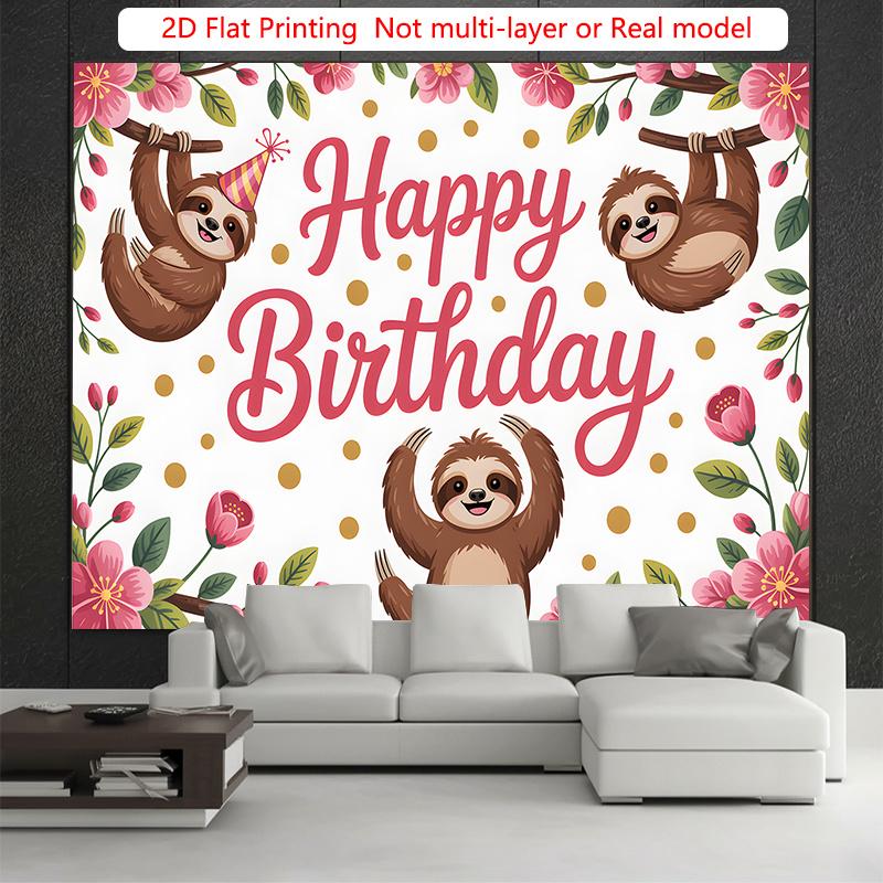 Party Backdrop Flat Cute Sloth Spanish Hanging Cutouts Backgrounds Event Backdrop Decoration Birthday Party Decor