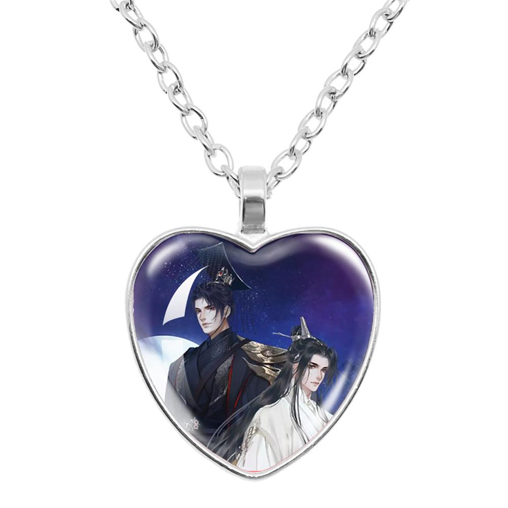 

The Husky And His White Cat Shizun ErHa Mo Ran Chu WanNing Anime Cosplay Glass Cabochon Pendant Heart Necklace GiftsTo Friends