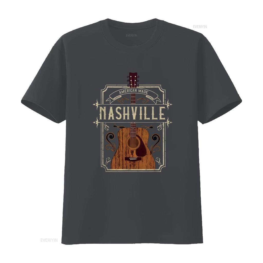 Vintage Guitar Nashville Womens T Shirt Black X Large vintage Washed Casual Breathable homme Versatile Unisex Stretched