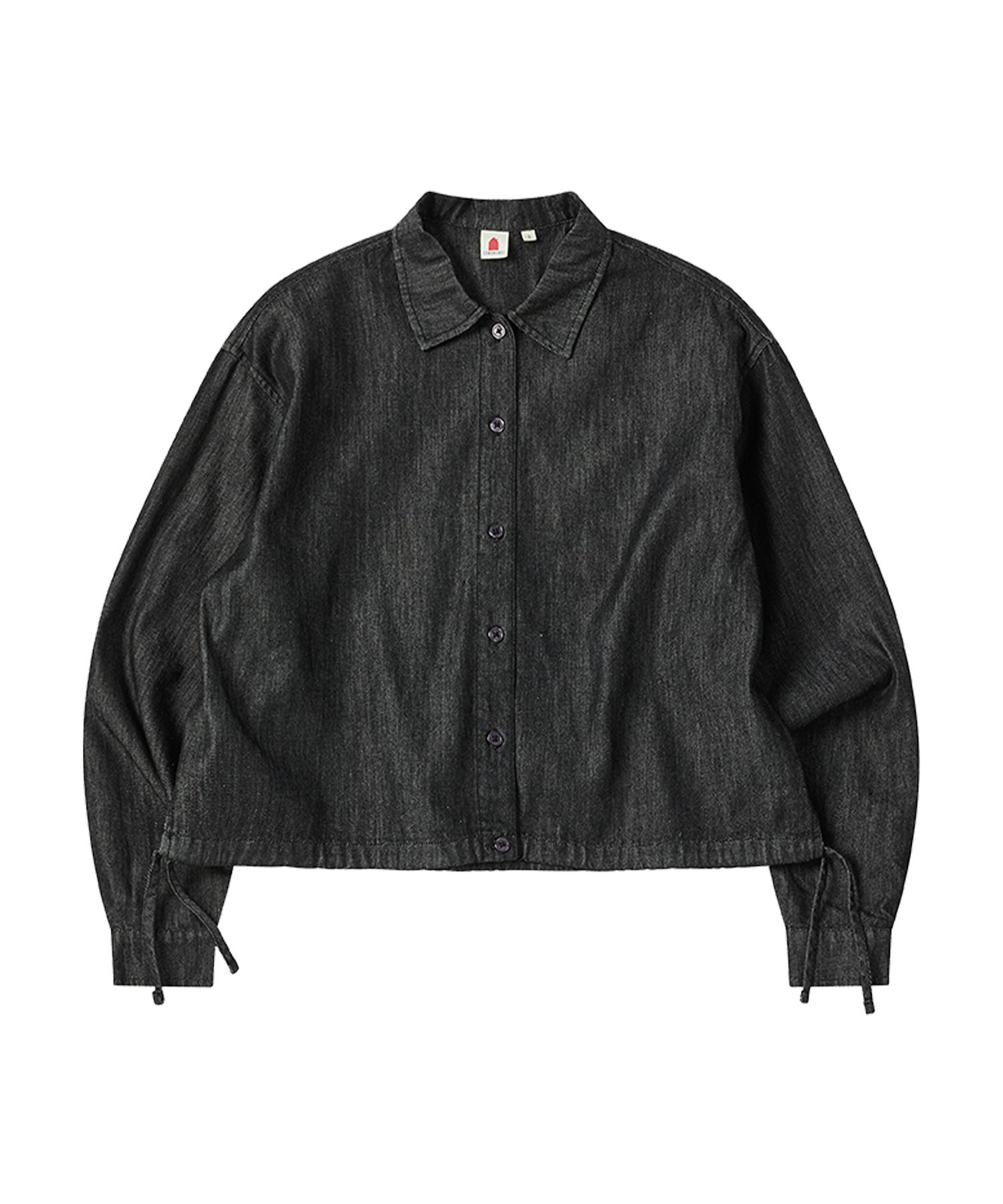 Comoni Nose W Denim Crop Blouse [Black] Black/Free