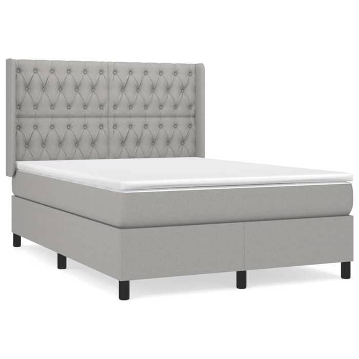 3131673 vidaXL Lit à sommier tapissier avec matelas Gris clair 140x200cm Tissu