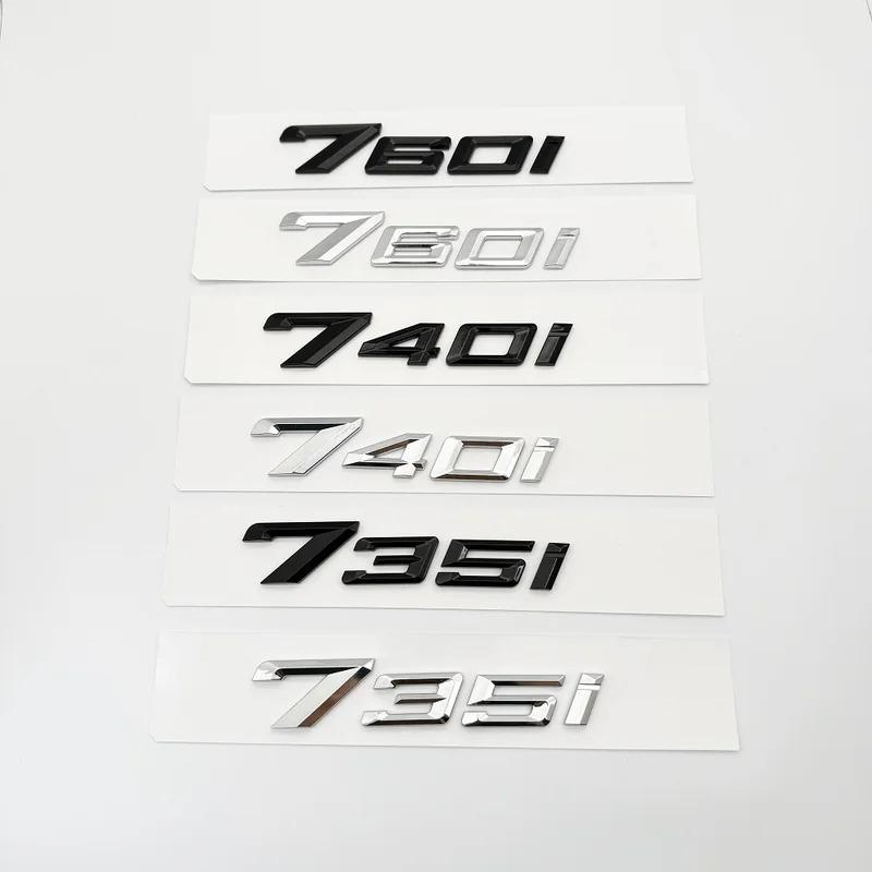 ABBS1 New Font Numbers Letters 735i 740i 760i 735Li 740Li XDrive Chrome Silver Black ABS Emblem for 7 Series Car Trunk Logo Sticker