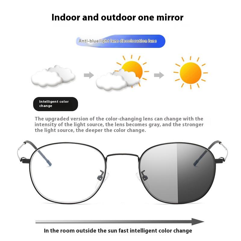 High End Multifocal Dual Beam Reading Glasses Photochromic 1 0~4 0 Anti Blue Light Presbyopia Glasses Color Changing