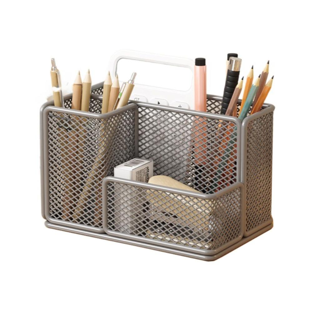 Metal Mesh Desktop Pen Holder Carbon Steel Stationery Storage Rack Mesh Desk Organizer  Desktop Use