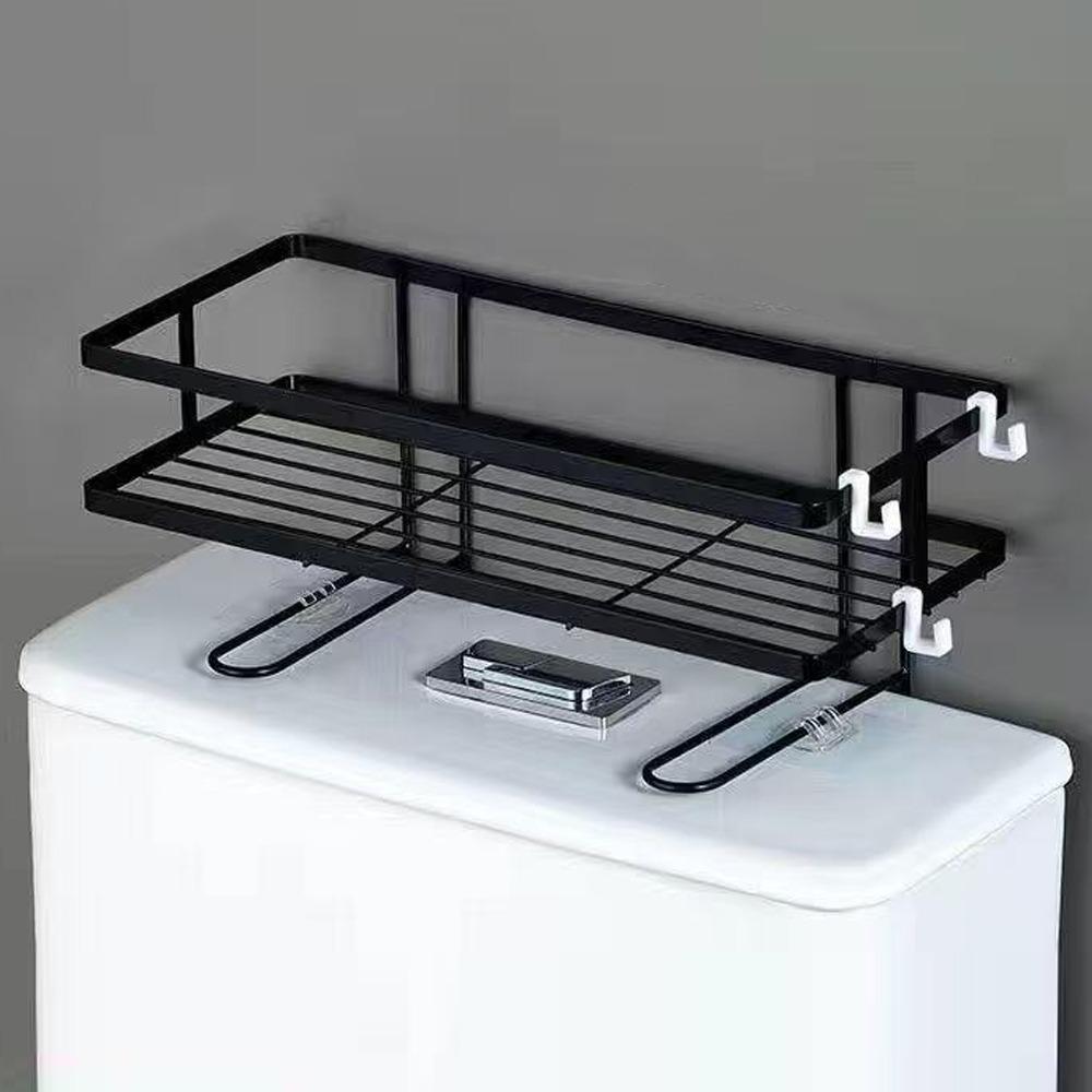 

Бесперфорационная полка для ванной комнаты Многофункциональная стойка-органайзер Высококачественная стойка для хранения Туалет чёрный