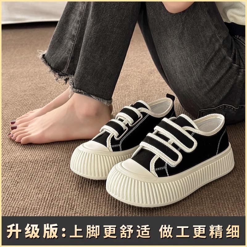 Velcro Canvas Shoes Women's 2025 Spring and Summer New Popular Soft-soled Versatile Students One-pedal Lazy Women's Shoes