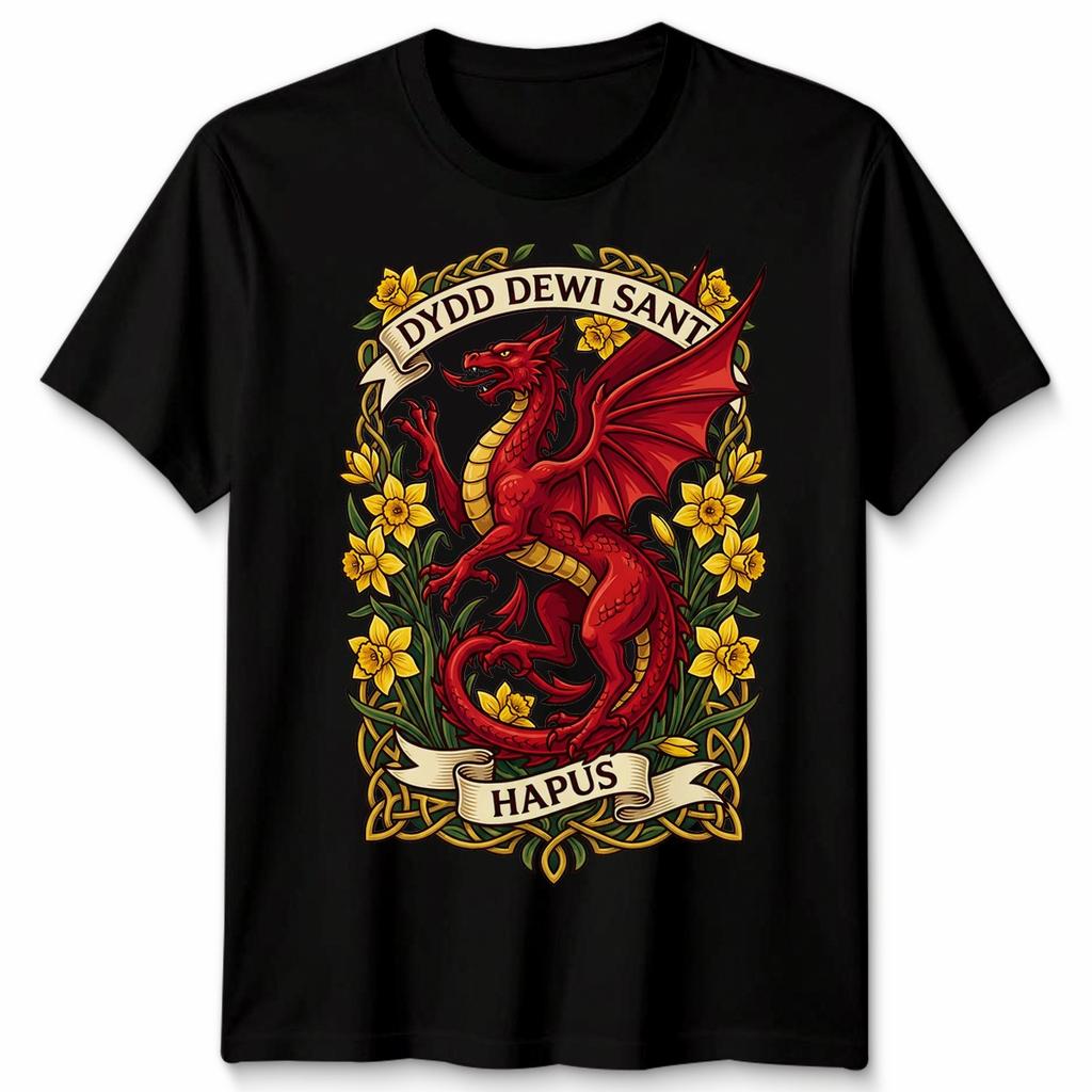T-shirt Unisex Celebrazione del Giorno di San Davide Gallese Dydd Dewi Sant