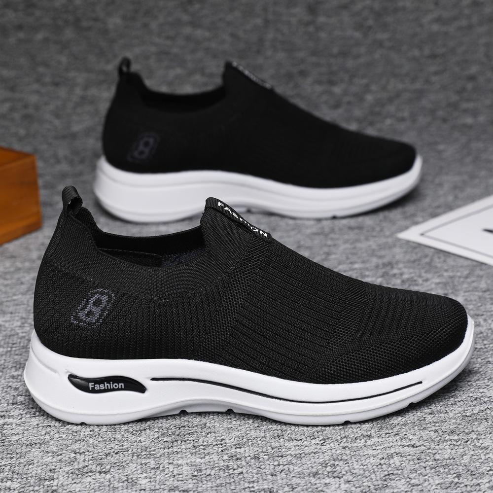 

2024 foreign trade spring new large size men s shoes ultra-light sole fly-woven breathable fashion sports versatile middle-aged and elderly shoes 39 чёрный