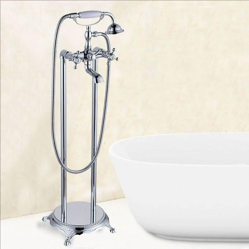 Brass Floor Standing Bathtub Shower Faucet Swivel Spout Bathroom shower faucet Mixers Taps Standing Bathtub Faucet