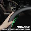 LKWLIKEI Nappa Premium Leather Car Steering Wheel Cover, Non-Slip, Breathable, Universal 15 Inches, Black.