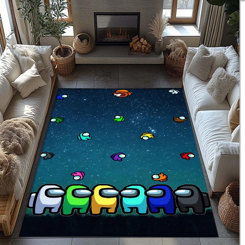 Among Us Crystal Velvet Rug, Soft Anti‑Slip Crystal Velvet Carpet for Living Room Bedroom Home Decor