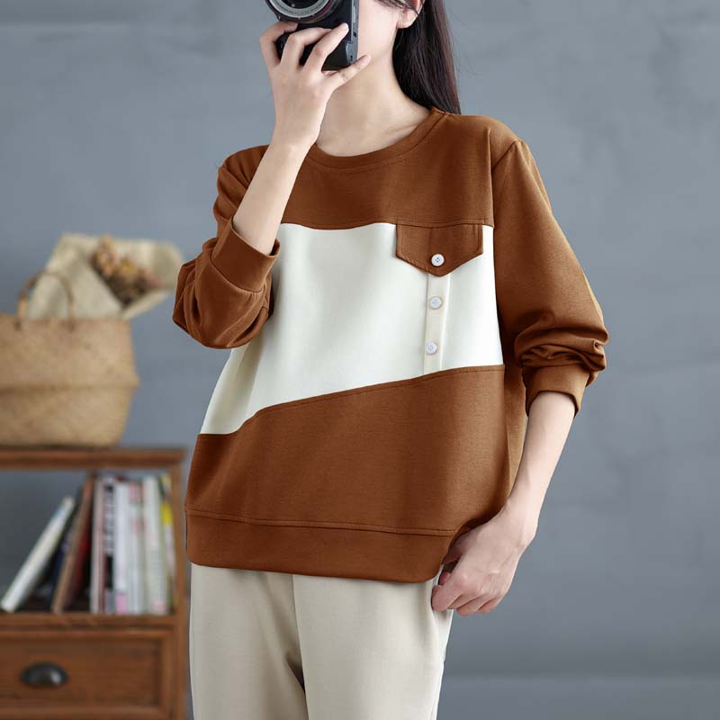 

Плюс размер осенняя хлопковая футболка женская базовая пуловер новая с длинным рукавом свободная мода большие топы футболки 3XL коричневый