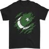 Zerrissene Pakistan Flagge Pakistan Tag Fußball Herren T-Shirt 100% Baumwolle