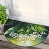 1Pcs Green Leaf Lily Semi Circle Welcome Doormat Non-Slip for Outdoor Patio Porch Kitchen Bathroom Entryway Floor Mat