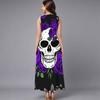 Women Plus Size Sleeveless Round Neck Dress Luxe Large Blossom Printed Flowy Calf Length Gown