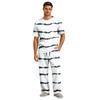 Men's Short Sleeve Pajama Set with Long Pants, Button Crotch, Elastic Waist Drawstring - Comfortable Sleepwear