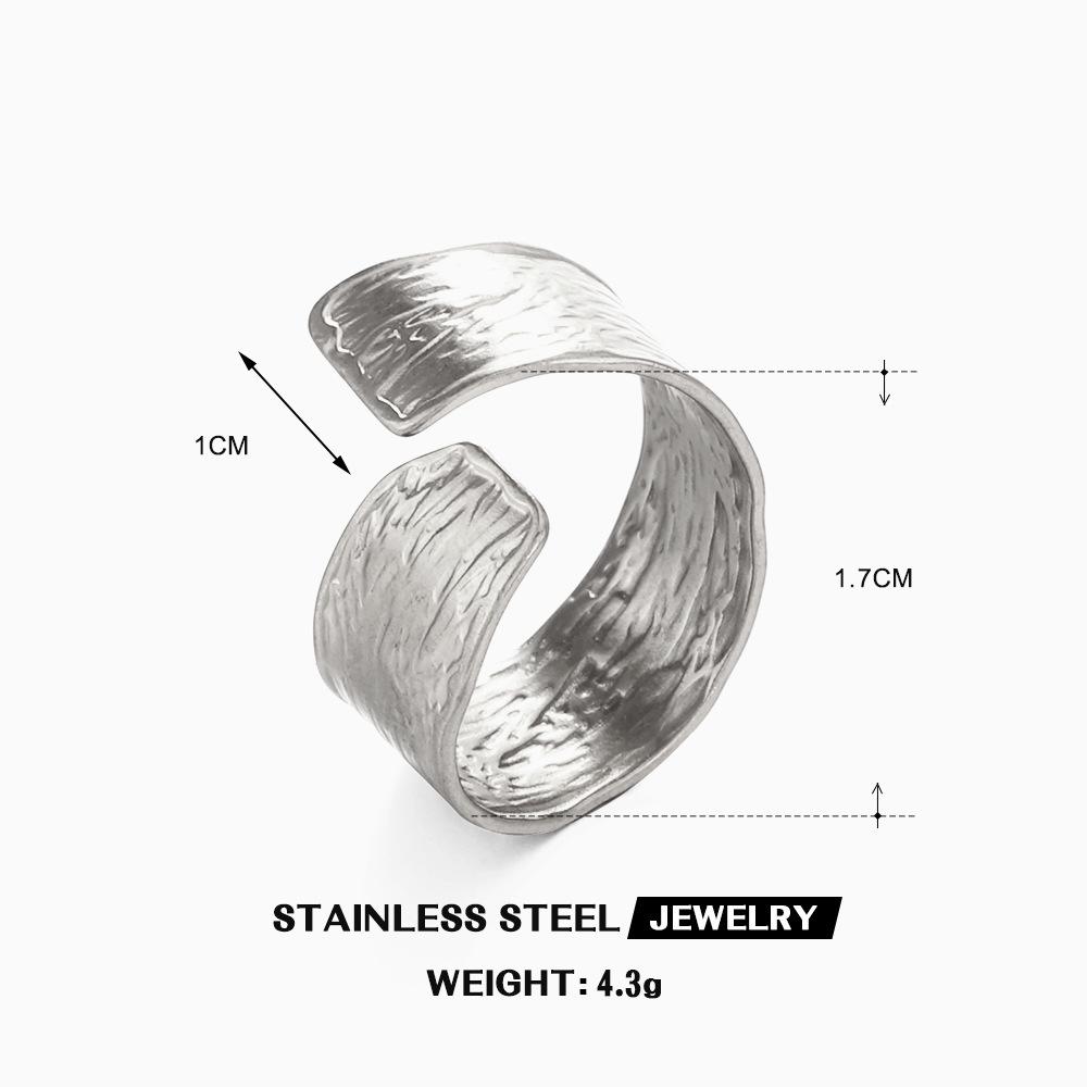 LATS Multiple Styles Stainless Steel Geometric Texture Wide Rings for Women Men Irregular Gold Wedding Ring Punk Jewelry