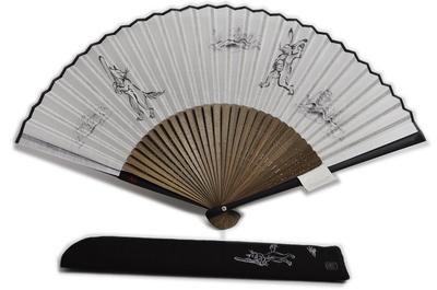 Folding Fan for Large with Fan Folding Fan White [Maisendou] Men, Size, Case, Set, Shinrakujugiga,