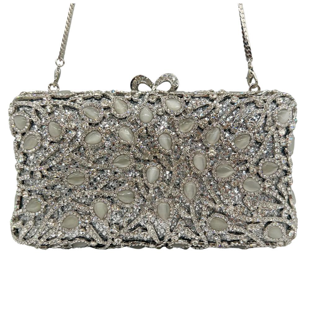 

WHTUOHENG Colorful Opal Stones Women Evening Bags Clutches Formal Party Rhinestone Minaudiere Handbag Prom Bridal Purse Bags 18.5cmX10cmX5.5cm