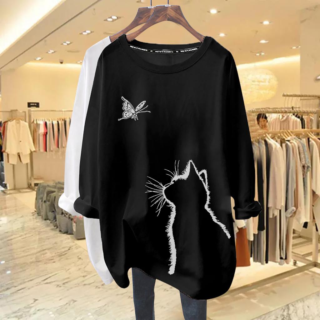 Herbst Baumwoll-Oberteil Neues Langarm-T-Shirt Damen Basis-Shirt Unterwäsche Herbst Oberbekleidung Outfit