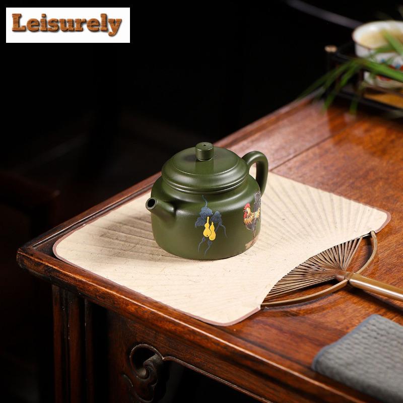 200ml Vintage Yixing Purple Clay Teapots Artists Handmade Lucky Ruyi Pot Raw Ore Green Mud Kettle Chinese Zisha Tea Set Supplies