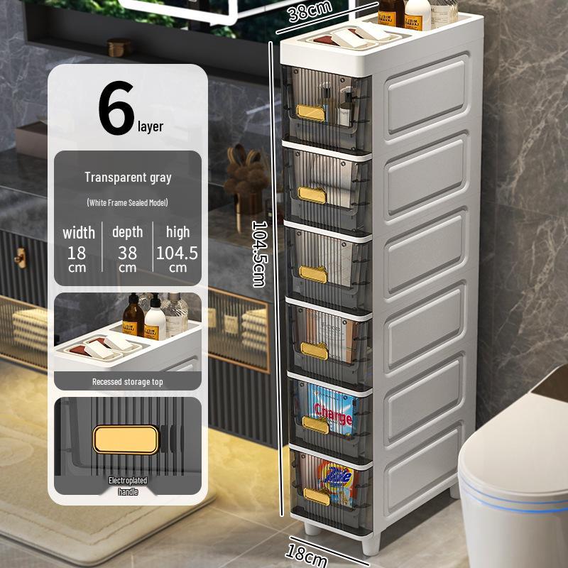 Waterproof Ultra-Narrow Storage Cabinet for Bathroom, Kitchen, and Refrigerator Gaps