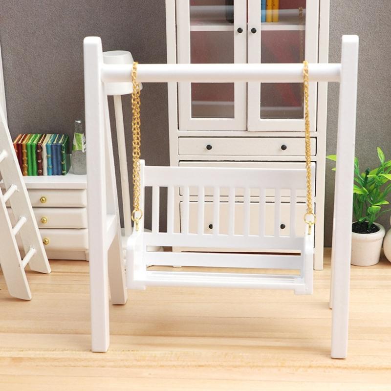 1/12 Casa delle Bambole Mobili in Miniatura Mini Sedia a Dondolo Bianca Sedia a Dondolo da Patio Ruolo per Giocare Giocattolo Adulto per Scena di Gioco Modello