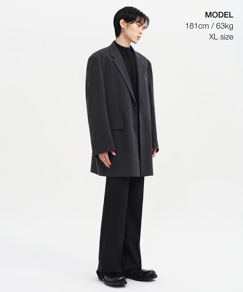 Musinsa Standard Overshoulder Long Blazer [Charcoal Gray]